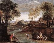 Domenichino Landscape with Ford dg oil painting reproduction