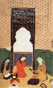 Bihzad the theophany through Layli sitting framed within the prayer niche oil painting reproduction