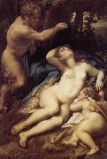 Venus, satyr and Cupido