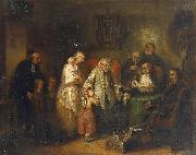 Anonymous Young widow and four children at the opening of the last will oil painting on canvas