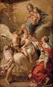 Gandolfi,Gaetano St Giustina and the Guardian Angel Commending the Soul of an Infant to the Madonna and Child oil painting reproduction