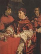Raphael Pope Leo X with Cardinals Giulio de'Medici (mk08) oil painting on canvas