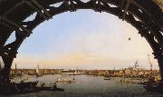 Canaletto Panorama di Londra attraverso un arcata del ponte di Westminster (mk21) oil painting reproduction