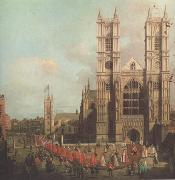 L'abbazia di Westminster con la processione dei cavalieri dell'Ordine del Bagno (mk21)