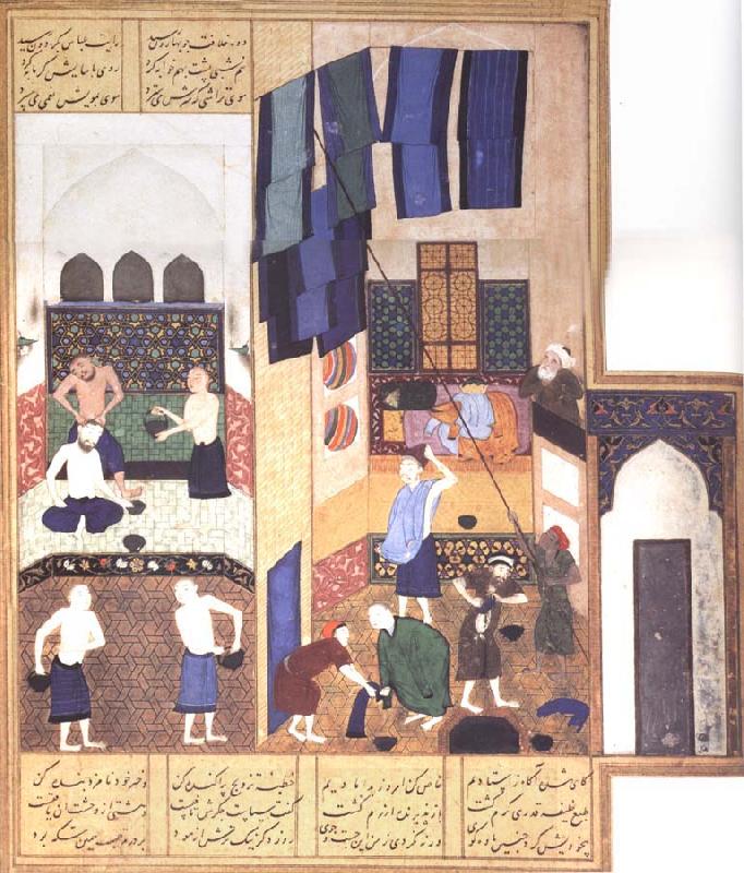 Bihzad Caliph al-Ma-mun in his bath China oil painting art