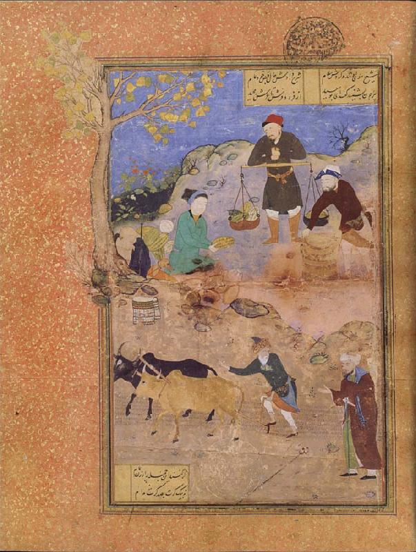 Bihzad A peasant lectures the sage Abu Sa Id ibn Abi l Khayr,the shaykh of Mahneh.on patience China oil painting art