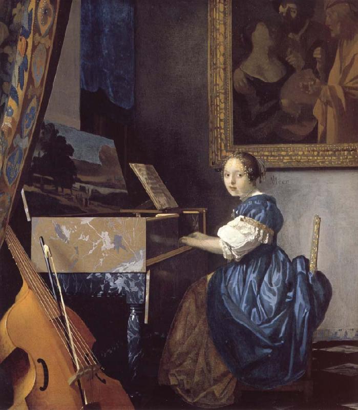 JanVermeer A Young Woman Seated at a Virginal China oil painting art