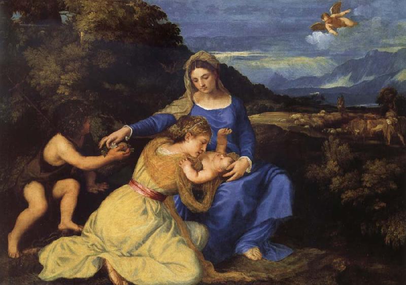 Titian The Virgin and Child with Saint John the Baptist and Saint Catherine China oil painting art