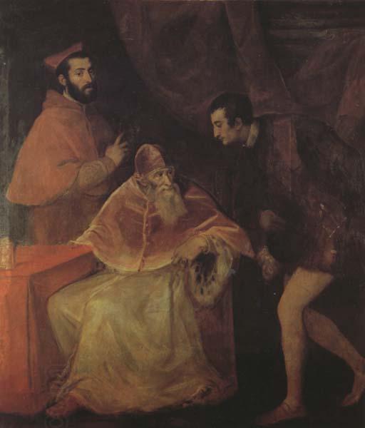 Titian Pope Paul III,Cardinal Alessandro Farnese and Duke Ottavio Farnese (mk45) China oil painting art