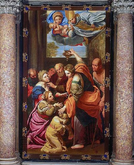 Domenichino Apparition of the Virgin and Child and San Gennaro at the Miraculous Oil Lamp China oil painting art