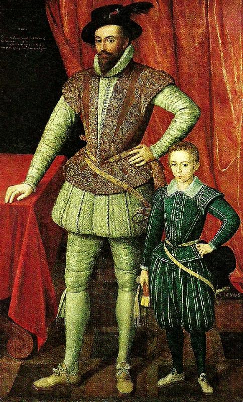 Anonymous sir walter raleigh and his son China oil painting art