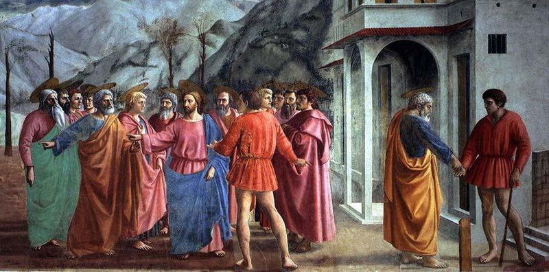 MASACCIO The Tribute Money, fresco in the Brancacci Chapel in Santa Maria del Carmine, Florence China oil painting art
