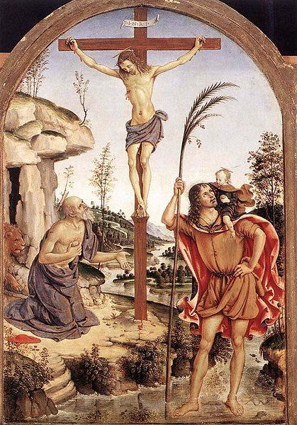 Pinturicchio The Crucifixion with Sts. Jerome and Christopher, China oil painting art