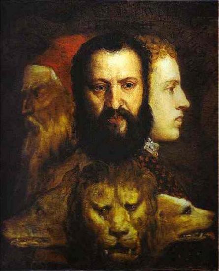 Titian The Allegory of Age Governed by Prudence is thought to depict Titian, China oil painting art