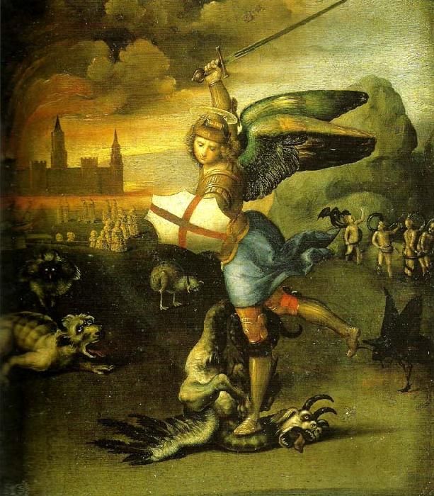 Raphael far right: st. michael oil painting picture