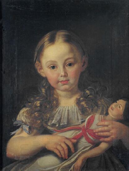 Anonymous Girl with a doll China oil painting art