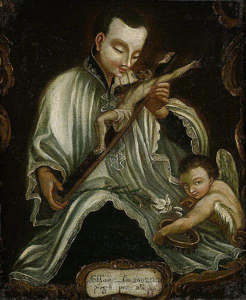 Anonymous Saint Aloysius Gonzaga with the crucifix oil painting picture