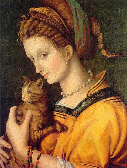 BACCHIACCA Portrait de jeune femme tenant un chat China oil painting art