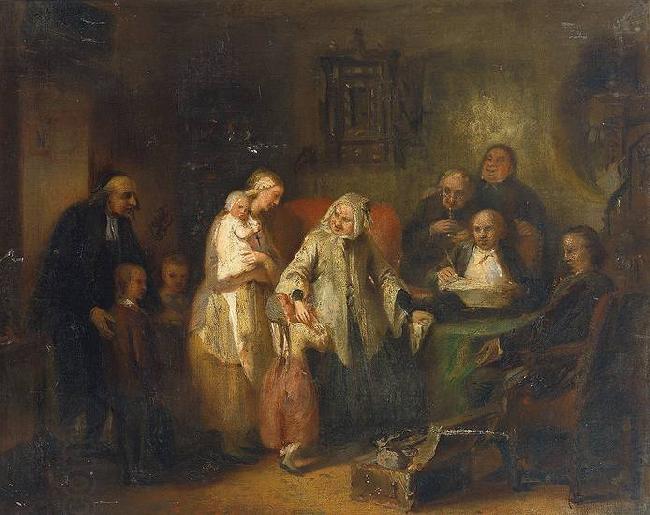 Anonymous Young widow and four children at the opening of the last will oil painting picture