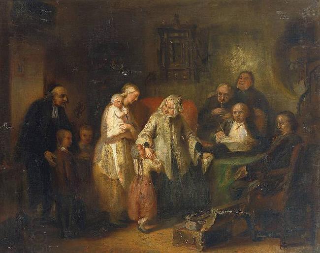 Anonymous Young widow and four children at the opening of the last will China oil painting art