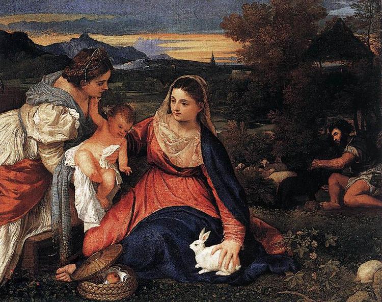 Titian Die Madonna mit dem Kaninchen oil painting picture