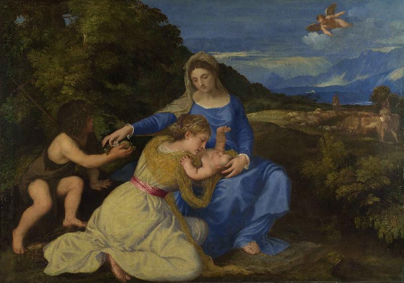 Titian The Virgin and Child with the Infant Saint John and a Female Saint or Donor China oil painting art