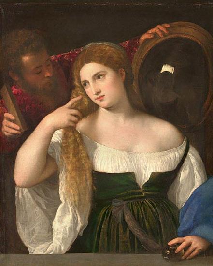 Titian Woman with a Mirror China oil painting art