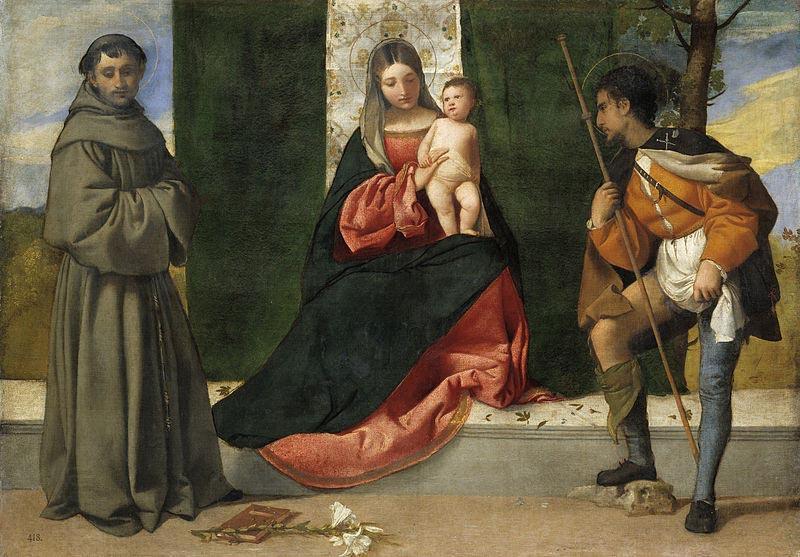 Titian La Virgen con el Nino, entre San Antonio de Padua y San Roque China oil painting art