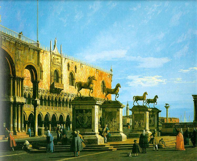 Canaletto Capriccio- The Horses of San Marco in the Piazzetta oil painting picture