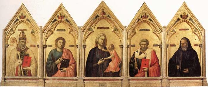 Giotto Madonna and Child with SS.Nicholas.john the Evangelist,Peter and Benedict China oil painting art