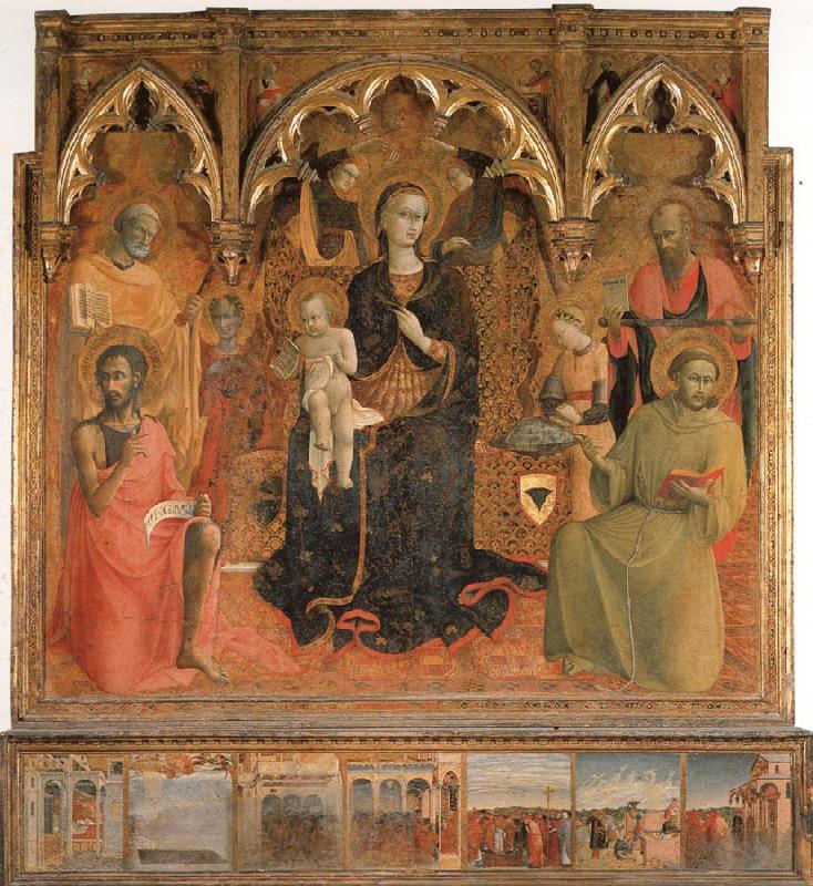 SASSETTA Madonna and Child Enthroned with Four Angels and SS.John the Baptist,Peter,Francis,and Paul China oil painting art