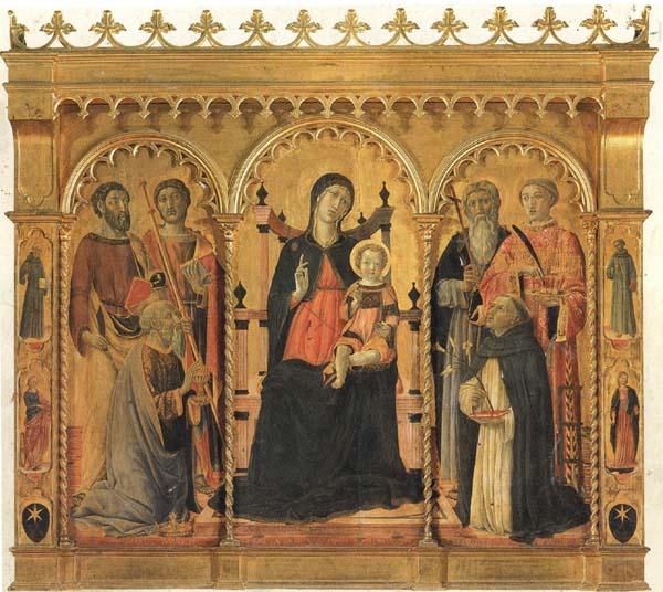 Vecchietta Madonna and Child Enthroned with SS.Bartholomew,James,Eligius,Andrew,Lawrence and Dominic China oil painting art