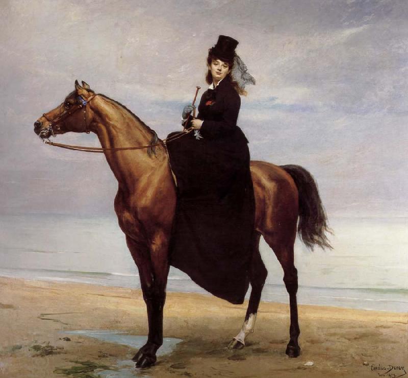 Carolus-Duran Au bord de la mer,Mademoiselle Croisette a cheval China oil painting art