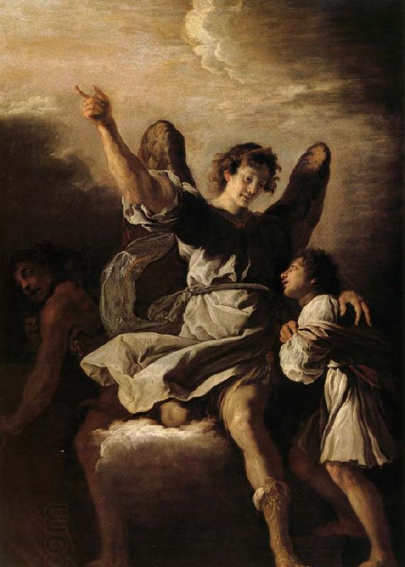 Fetti,Domenico L'ange gardien protegeant un enfant de l'empire du demon oil painting picture
