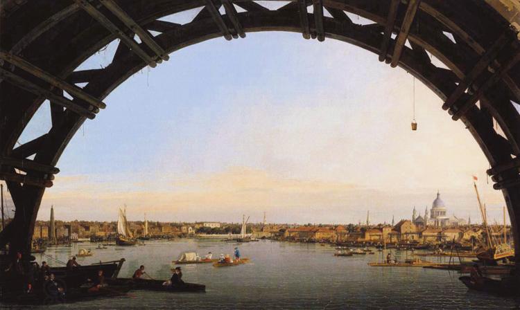 Canaletto Panorama di Londra attraverso un arcata del ponte di Westminster (mk21) oil painting picture