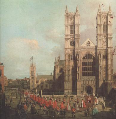 Canaletto L'abbazia di Westminster con la processione dei cavalieri dell'Ordine del Bagno (mk21) oil painting picture