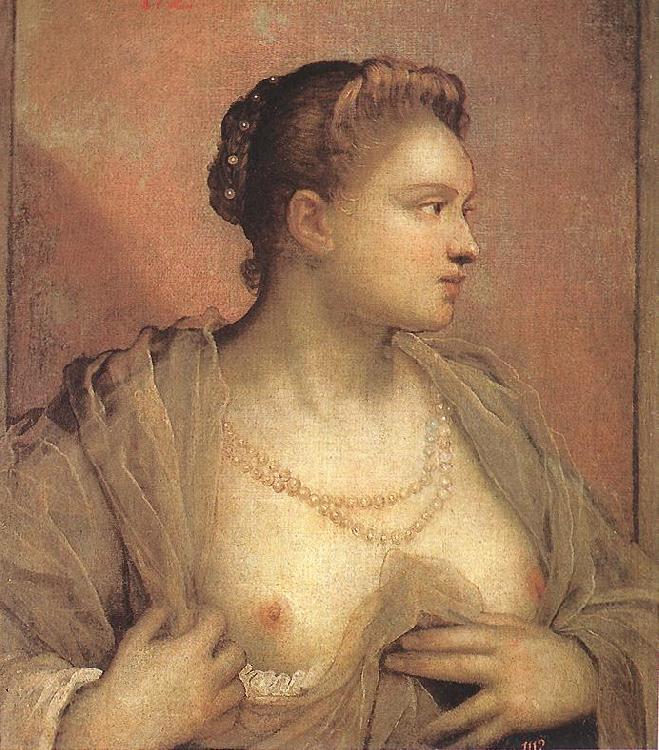 Tintoretto Portrait of a Woman Revealing her Breasts oil painting picture